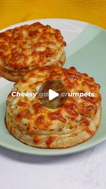 Emily Scott on Instagram: "CHEESY GARLIC CRUMPETS 🧄🧈🧀. Do crumpets get better than this?  Gloriously crispy on the outside, stuffed with garlic butter and gooey mozzarella, these air fryer garlic bread inspired crumpets are a DREAM 😍.  So easy, so cheesy, so delicious! Serve them for brunch, lunch, dinner, as a snack... any time of the day 😋.  Recipe: 🧈 Slice 2 crumpets in half. 🧄 Spread the base of the crumpets with garlic butter, then add 10g grated mozzarella. 🧀 Place the other half of the crumpets on top, then spread with garlic butter and top with another 10g mozzarella. 🧈 Air fry at 180C or oven bake at 180C fan/200C for 8-10 mins or until the crumpets are crispy and mozzarella has melted. 🧄 Serve & devour. Enjoy!  #whatiateforbreakfast #cheesygarliccrumpets #garliccrumpets Crumpets Recipe Easy, Crumpets Toppings, Air Fryer Garlic Bread, Crumpet Recipe, Air Fryer Garlic, Emily Scott, Crumpets, The Other Half, Pizza Bread