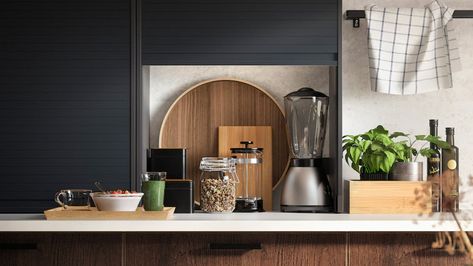 Keep Kitchen Appliances Organized And Hidden With IKEA's Storage Cabinets - House Digest Kitchen Appliances Organization, Ikea Cupboards, Ikea Storage Cabinets, Ikea Built In, Tambour Door, Appliance Cabinet, Hidden Kitchen, Cabinet Door Styles, Appliances Storage