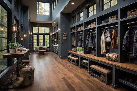 Mudroom For Large Family, Formal Mudroom, Huge Mudroom, Barndominium Designs, Walkin Wardrobe, Large Mudroom, Interior Entryway, Gear Room, Room Store