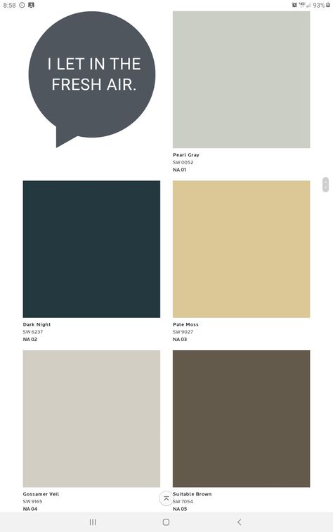 Sherwin Williams Dark Night Coordinating Colors, Dark Night Color Palette, Gossamer Veil Color Palette, Sherwin Williams Dark Night Color Palette, Sherwin Williams Gossamer Veil Coordinating Colors, Dark Sky Color Palette, Pearl Grey, Dark Night, Coordinating Colors