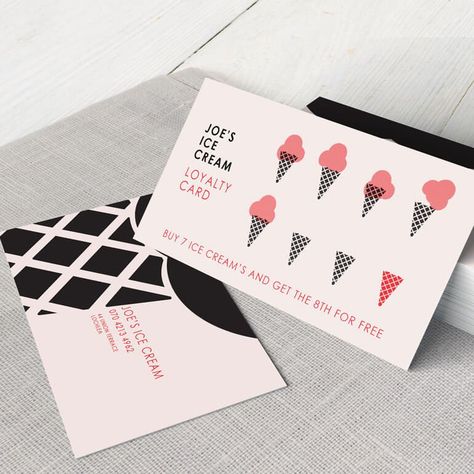 Ice Cream Business Card, Stamp Card Design, Letter Heads, Graphic Packaging, Loyalty Card Design, Member Card, Graphic Design Cards, Name Card Design, 카드 디자인