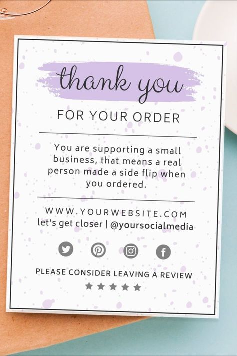 CUSTOM Thank You Card Template. Printable Order Insert for Customers. Creative Thank You Cards Business, Jam Bottle, Engagement Design, Editable Birthday Cards, Holiday Fonts, Purchase Card, Custom Thank You Cards, Cake Business, Christmas Fonts