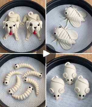 Easy DIY Playdough Animal Crafts for Kids | Satisfying Dough Art Ideas for Beginners :) | By Simple Crafts | Everyone, welcome to our
Facebook page. You all can personalise our dough creations
by adding these details like we are making a dog shape here. I
am sure kids going to love these type of designs. So we
are going to make the body of the dog first and the legs are
ready. Now take another piece of the dough. Roll it. We are
going to make the face here. So put the eyes and tongue of the
dog and using this toothpick we are going to add more details
pull down ears and put it on the top of the body and look
it's ready. We are also adding tails and look how pretty this
artwork is looking. Can perform these type of activities with
your kids. Art can be great way of learning for different
sh Dough Shaping Ideas, Dough Art Ideas, Easy Diy Playdough, Dough Animals, How To Make Putty, Art Ideas For Beginners, Dough Art, Diy Playdough, Dough Ideas