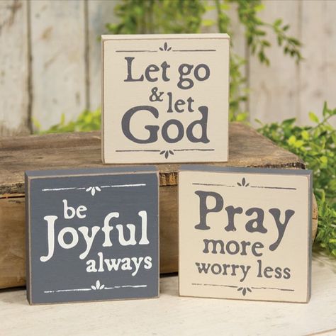 Inspirational Faith Quotes, Let Go Let God, 2x4 Crafts, Pray More, Pray More Worry Less, Block Painting, Be Joyful, Let Go And Let God, Christian Crafts