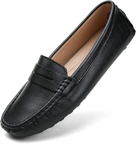 Amazon.com | BEAUSEEN Women's Black Penny Loafers Genuine Leather Driving Moccasins Casual Slip on Shoes Size 6.5 BES-2207HEI065 | Loafers & Slip-Ons Black Penny Loafers, Casual Slip On Shoes, Driving Moccasins, Driving Loafers, Shoes Size 6, Penny Loafers, Slip Ons, On Shoes, Moccasins