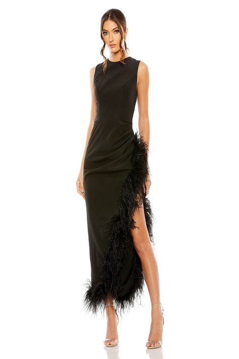 Short Wedding Guest Dresses, Dress Feathers, Dress With Feathers, Formal Cocktail Party, Asymmetric Dress, Dresses Formal Elegant, Feather Trim, Trim Dress, Dress Inspo