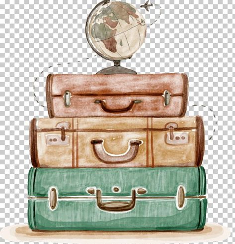 Travel Png, Mala Making, Travel Watercolor, Computer Icons, Travel Clipart, Travel Art Kit, Bag Illustration, Vintage Suitcases, Travel Icon