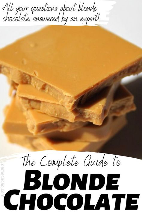 Blond Chocolate Recipes, Blonde Chocolate Recipes, Chocolate Tricks, White Chocolate Recipe, Blonde Chocolate, Brownie Desserts Recipes, Caramel Ganache, Ruby Chocolate, Caramelized White Chocolate