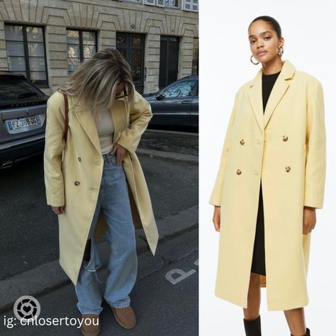 Yellow Peacoat Outfit, Yellow Long Coat Outfit, Pastel Yellow Coat Outfit, Yellow Wool Coat, Yellow Coat Outfit Fall, Yellow Coat Outfit Winter, Yellow Trench Coat Outfit, Yellow Coat Outfit, Ganni Girl