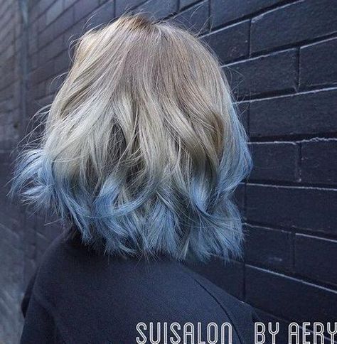 pastel blue ombre for ash blonde hair #blueombre Blonde And Blue Hair, Best Ombre Hair, Blue Ombre Hair, Short Ombre, Short Ombre Hair, Ash Blonde Hair, Ombre Hair Color, Pastel Hair, Short Blonde Hair