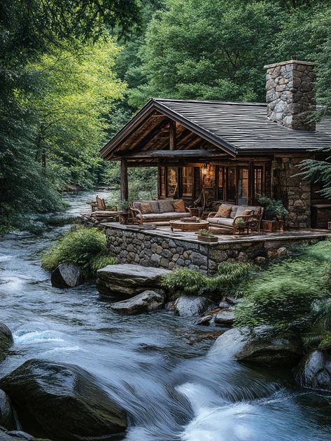 Riverside Retreat Cabin On The Lake, Cabin Photos, Small Cottage Designs, Cabin Vibes, Cabin Aesthetic, Cottage Designs, Cozy Homes, Rustic Log Cabin, Cozy Cabins