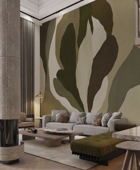 Wall Murals Painted, Art Deco Posters, Never Alone, Mural Design, Green Wall, Love Design, Wow Products, Botany, Wall Mural