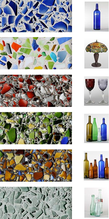 Vetrazzo recycled glass countertops - 'green' eco-friendly countertops Glass Kitchen Countertops, Recycled Glass Countertops, Quartz Stone Countertops, Glass Countertops, Mosaic Stained, Mosaic Projects, Recycled Bottles, Glass Kitchen, Stone Countertops