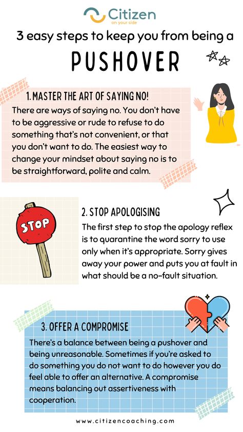 Most people mistake the opposite of being angry is being a pushover! Working on your anger doesn't mean you have to be a pushover. Follow our 3 easy steps you can take right now to take your power back and stop being a pushover. And how you can do it nicely, without being aggressive. How To Stop Being A Pushover, How To Not Be A Pushover, How To Stop Being Angry, Anger Management Books, Saying Sorry, Social Enterprise, Do What You Want, Best Careers, Anger Management