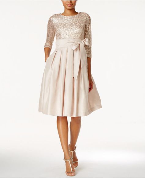 Jessica Howard Sequined Sash Fit & Flare Dress Taffeta Skirt, Jessica Howard Dress, Casual Party Dresses, Mob Dresses, Jessica Howard, Dress Stores Online, Formal Style, Groom Dress, Feminine Look