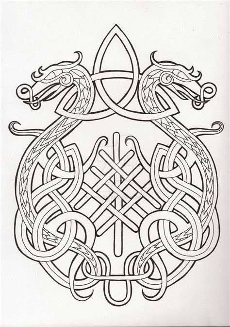 #vikings #viking #norse #norsemythology #ancient #ancientwarriors #oldworkers #ancientwisdom Celtic Protection Symbols, Rune Vichinghe, Viking Drawings, Celtic Knot Dragon, Viking Knotwork, Celtic Dragon Tattoos, Arte Viking, Norse Design, Viking Pattern