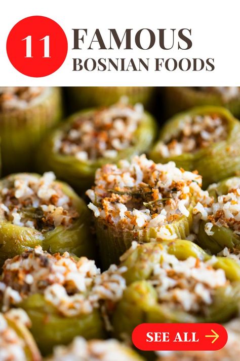 Discover the most popular Bosnian foods and dishes. From the famous Hadžijski Ćevap to Baklava , Bamija and Punjene Paprike, Bosnian cuisine has a lot to offer. So when you visit the lovely Bosnia, be sure to try out these dishes – they are guaranteed to give your taste buds an incredible time. Even better, you can prepare these recipes from the comfort of your home. #bosnianfood #bosniancuisine #bosniafood Bosnian Food Recipes, Bosanski Recepti, Balkan Cuisine, Bosnia Travel, Bosnian Food, Eastern Recipe, Grilled Platter, Balkan Food, Bosnian Recipes