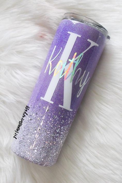 60s Dance, Glitter Tumbler Ideas, Copo Starbucks, Customized Tumblers, Tumbler Cups Personalized, Diy Tumbler, Yeti Cups, Monogram Tumbler, Silver Ombre