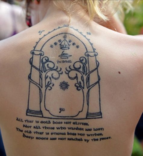 I LOVE the image of the Gates of Moria, and Aragorn's poem still gives me goose bumps. Tolkien Tattoo, Lord Rings, Fandom Tattoos, Lotr Tattoo, Rings Tattoo, Lord Of The Rings Tattoo, Literary Tattoos, Tattoos Skull, Ring Tattoos