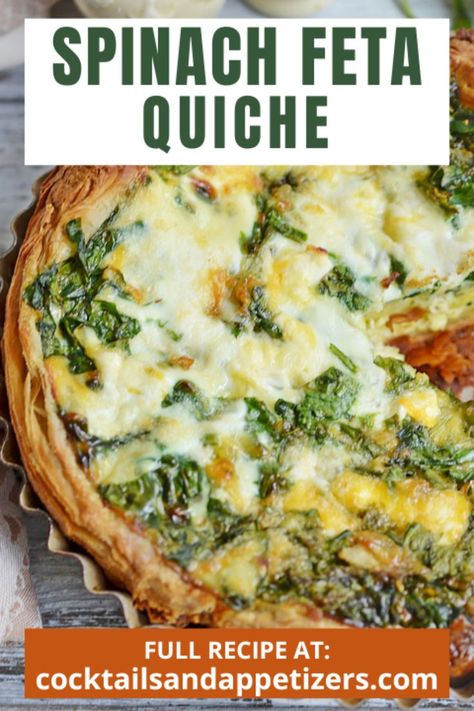 This Spinach Feta Quiche is and easy and quick recipe for breakfast. 10 minute prep; this quiche is perfect for a party brunch main dish. #quicherecipe #spinachfetaquiche #breakfastrecipes Spinach Tomato Feta Quiche, Quiche Recipes Spinach Feta, Spinach And Feta Quiche Recipes, Feta Quiche Recipes, Spinach And Feta Quiche, Childhood Recipes, Quiche With Spinach, Spinach Feta Quiche, Baby Shower Simple