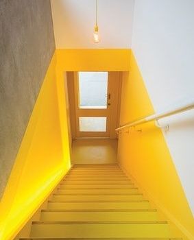 It's all about perspective baby 😉 💛   #offdutyldn #veganbags #veganleather #veganaccessory #veganpurse #veganbrand #vegancertified Yellow Staircase, Staircase Painting, Flexible Workspace, Stair Well, Painted Stairs, Yellow Paint, Flexible Space, Staircase Design, Stairs Design