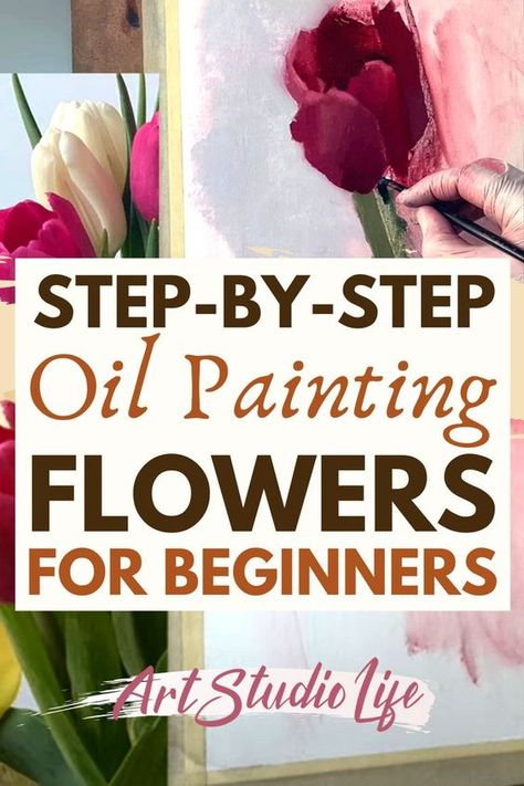 Acrylic And Oil Painting, First Oil Painting, Flower Art Painting Oil, Oil Painting Tutorials Step By Step, Oil Painting Videos For Beginners, Easy Oil Paintings For Beginners, Oil Painting How To, How To Oil Paint For Beginners, How To Paint With Oil Paint