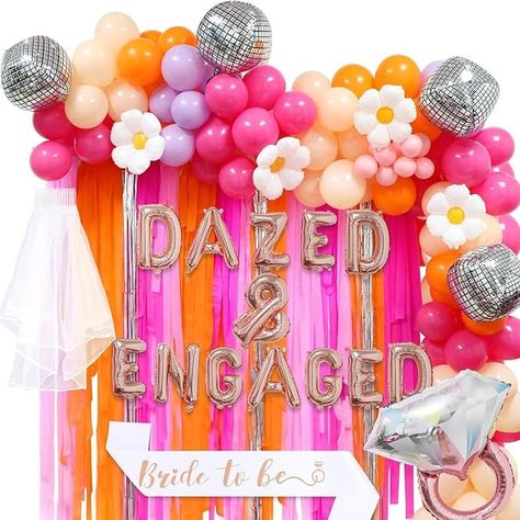 Amazon.com: Dazed and Engaged Bachelorette Decorations, 70s Retro Disco Groovy Bachelorette Party Decoration, Daisy Groovy Balloon Arch Bridal Shower Party Backdrop,Diamond Ring Balloon, Bride to Be Sash and Veil : Home & Kitchen Cool Girl Bachelorette, Groovy Balloon Arch, Balloon Arch Bridal, Dazed And Engaged Bachelorette, Groovy Bachelorette Party, Retro Bachelorette Party, Ring Balloon, Bachelorette Party Decoration, Groovy Bachelorette