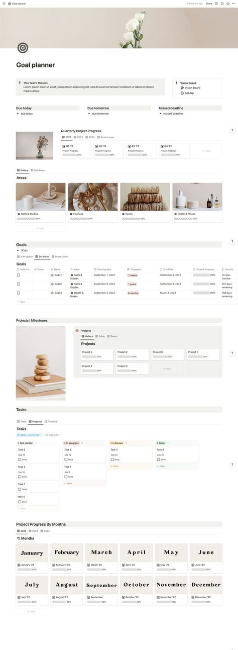 Notion Goal Planning template Goal Planner Template, Free Planner Templates, Life Planner Organization, Aesthetic Notion, Goals Template, Templates Free Design, Goal Planner, Workspace Inspiration, Goal Planning