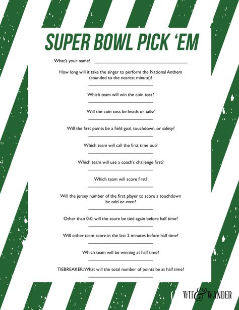 Download a FREE Printable Super Bowl Party Game! This Football Party Game is perfect for football fans and commercial fans! It's an easy Superbowl Party Game Printable that ends before half time. Kids and adults will love this printable game made just for the Big Game in February! Super Bowl Party Games, Super Bowl Trivia, Super Bowl Activities, Football Bingo, Super Bowl Predictions, Football Party Games, Superbowl Recipes, Superbowl Party Games, Easy Super Bowl