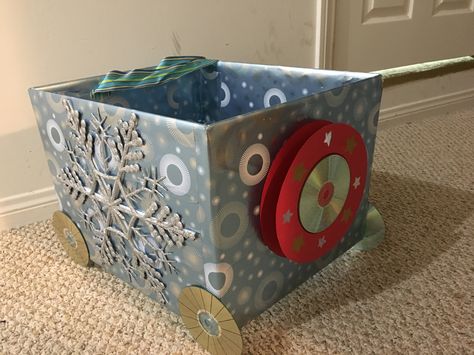 For the Polar Express Parade of my little kindergarten!! Polar Express Box Car Ideas, Polar Express Play Props, Polar Express Cardboard Train Boxes, Polar Express Train Box Car Ideas, Polar Express Train Cardboard Parade, Polar Express Train Cardboard, Kids Polar Express Box Car, Bali Room, Polar Express Tickets