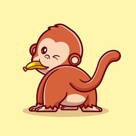 Monkey Eating Banana, Banana Cartoon, Monkey Eating, Monkey Icon, Eating Banana, Monkey Cartoon, Nature Icon, Monkey Drawing, Monkey Logo