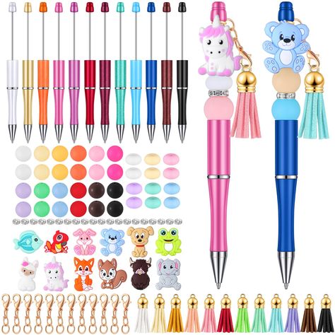 PRICES MAY VARY. Abundance of Creative Supplies: this package offers you a variety of 12 beaded pens bulk, 12 tassels, 12 dwarf decorations, 12 clasps, and 56 beads; With such a generous quantity, you'll have everything you need for your daily crafting projects Assortment of Beads: the beads for beadable pens in this set come in vibrant colors, featuring rhinestones and more; These charming and stylish beads will shine when exposed to light, allowing you to personalize your pens according to you Diy Pens, Bead Pens, Beads Tassels, Beadable Pens, Pen Diy, Beaded Pens, Halloween Beads, Beadable Products, Animal Fashion