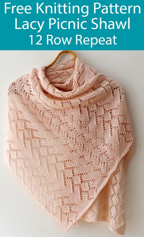 Free Knitting Pattern for Lacy Picnic Shawl Free Knit Shawl Patterns, Knit Shawl Patterns, Stole Pattern, Knitting Shawl, Knitting Patterns Free Scarf, Knit Shawls, Knitted Shawl, Knitting Blogs, Free Scarf