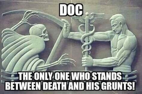 Doc Corpsman Tattoo, Hospital Corpsman, Navy Hospital Corpsman, Military Life Quotes, Paramedic Humor, Marines Funny, Veteran Quotes, Navy Corpsman, Army Medic