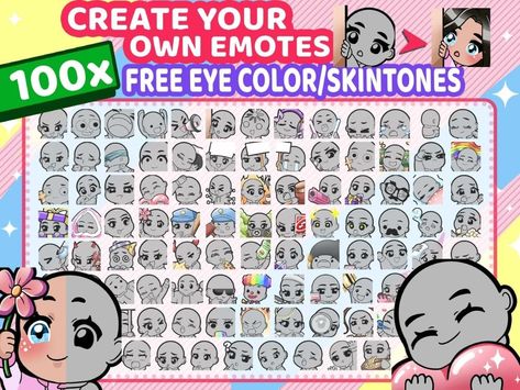 . Use these free emote base templates to create your own custom emotes for your streaming channel. #emotetemplates #twitchemotes #discordemotes . #Free_To_Use_Emote_Base #Twitch_Emotes_Template #Twitch_Emote_Base_Free #Free_Emote_Base Twitch Emotes Template, Twitch Emote Base Free, Emote Base Free, Twitch Emotes Base Free, Procreate Clipart, Emotes Twitch Base, Emote Template, Twitch Emotes Base, Emote Reference