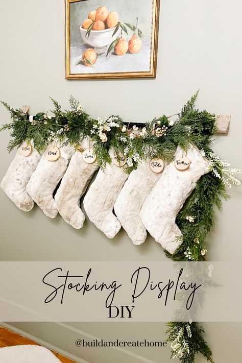 Stockings With No Fireplace, Stocking Hanging Ideas, Stocking Display, Harry Potter Christmas Gifts, Teen Room Makeover, Diy Stocking, Military Bases, Diy Stockings, Holiday Decor Halloween