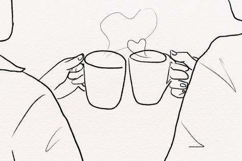 Couple Eating Ice Cream Drawing, Coffee Date Illustration, Coffee Date Drawing, Chai Designs, Couple Images Art, Drawn Couple, Coffee Line Art, Waldorf Learning, Couple Illustrations