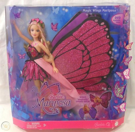 2008 Barbie Mariposa Magic Wings Mariposa Doll Butterfly Fairy L8585 NEW | #2028677767 Barbie Wings, Butterfly Barbie, Muñeca Baby Alive, Magic Wings, Barbie Fairy, Barbie Fairytopia, Barbie 2000, Barbie Doll Set, Barbie Images