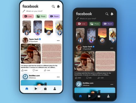 Facebook Redesign, Mobile App Design Inspiration, Photo Room, Medium App, App Design Inspiration, Facebook Photos, Design Ui, Mobile App Design, Live Photo