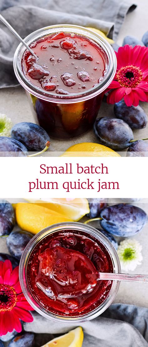 Easy Plumb Jam, Plum Jam Small Batch, Refrigerator Plum Jam, Plum Jam Recipe Easy Small Batch, Strawberry Plum Jam Recipe, Plum Freezer Jam Recipes No Pectin, Small Batch Plum Jam, Freezer Plum Jam Recipe Easy, Small Batch Plum Jam Recipe