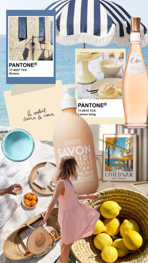 French Riviera Mediterranean moodboard for a new logo - branding modern cursive atemporal and elegant blue white beige color palette #colorpallette #mediterrean #summer #frenchriviera #cotedazur Mediterranean Color Palette, White Beige Color, Antibes France, Beige Color Palette, Gin And Tonic, New Logo, French Riviera, White Beige, Beige Color