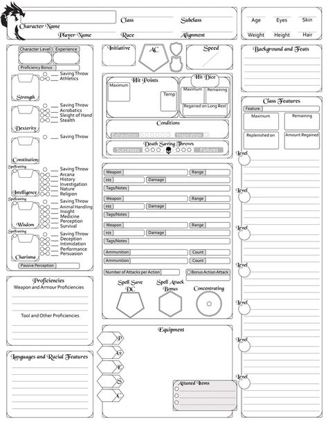 Complete Character Sheet 5e v.3! Now a better fillable pdf with tooltips! [OC] : DnD Rpg Character Sheet, Dnd Character Sheet, About Character, Character Sheet Template, Dungeon Master's Guide, Docs Templates, Character Template, Make A Character, Dungeons And Dragons Game