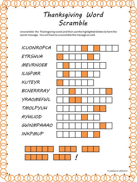 Celebrate the season with a little puzzle fun.  Our printable Thanksgiving word scramble will keep kids and adults busy and happy. Turkey Scramble, Thanksgiving Puzzles, Thanksgiving Word Scramble, Thanksgiving Trivia Questions, Thanksgiving Puzzle, Thanksgiving Trivia, Thanksgiving Games For Adults, Thanksgiving Facts, Scramble Words