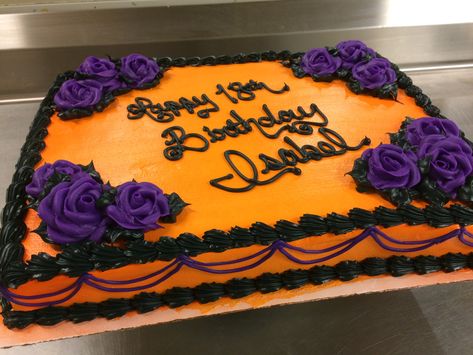 Black Sheet Cake Designs, Hocus Pocus Sheet Cake, Halloween Sheet Cakes, Halloween Themed Sheet Cakes, Square Halloween Cakes, Fall Sheet Cake, Purple Sheet Cake, Halloween Sheet Cake, Halloween Sheet Cake Ideas