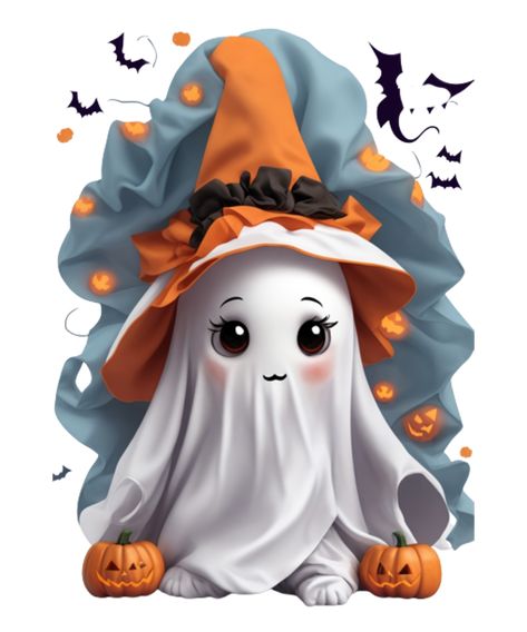 ghost halloween spooky cute witch haunted funny moon sheet ghost skull vintage movie october autumn Halloween Imagem, Happy Halloween Pictures, Halloween Decor Diy, Image Halloween, Halloween Kunst, Little Ghost, Halloween Artwork, Decor Shabby Chic, Halloween Images