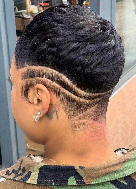 Finger Waves Short Hair, Short Hair Designs, Black Hair Short Cuts, Short Black Hair, Short Shaved Hairstyles, Shaved Hair Designs, Shaved Side Hairstyles, Natural Hair Cuts, Short Hair Images