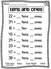 3rd Grade Math Worksheets Expanded Form, Place Value Worksheets, First Grade Math Worksheets, Mathematics Worksheets, First Grade Worksheets, 2nd Grade Math Worksheets, 1st Grade Math Worksheets, Math School, Tens And Ones