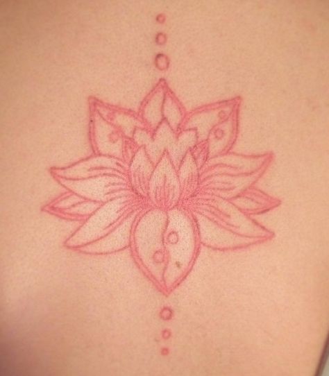 pretty pink Light Pink Tattoo Ink, Red Tattoo On Light Skin, Aesthetic Lotus Tattoo, Pink Matter Tattoo, Pink Tattoo On Brown Skin, Light Pink Tattoo, Feminine Wrist Tattoos, Pink Ink Tattoo, Red Lotus Tattoo