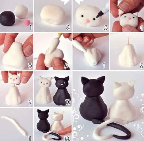 Cat Wedding, Fondant Tutorial, Wedding Topper, Cute Clay, Yarn Ball, Diy Knitting, Sculpture Clay, Diy Clay, Air Dry Clay