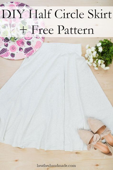 Make a gorgeous DIY half circle skirt with this free sewing pattern! Learn how to measure yourself, use those measurements to create a sewing pattern that fits your body, and then sew it. My favorite skirt is a versatile skirt that’s easy to wear and this DIY half circle skirt fits all my requirements. I can dress it up for church or a date night, or I can dress it down for casual weekdays. Half Circle Skirt, Circle Skirt Tutorial, Circle Skirt Pattern, Skirt Pattern Free, Circle Skirt Dress, Dress Patterns Free, Free Sewing Pattern, Beginner Sewing Projects Easy, Skirt Patterns Sewing